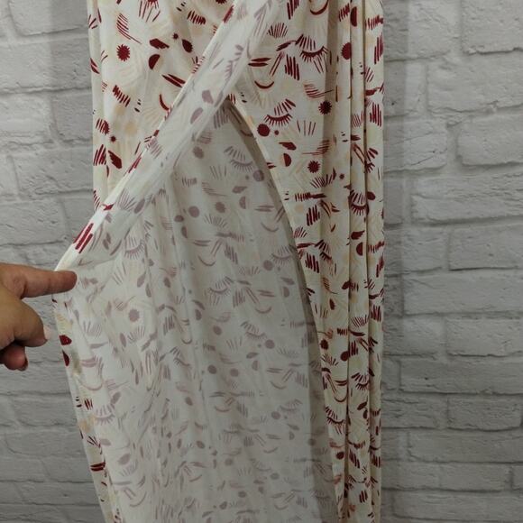 MM Free People Daria Ivory Abstract Halter Neck Open Back Slit Maxi Dress NWT S - Picture 8 of 13